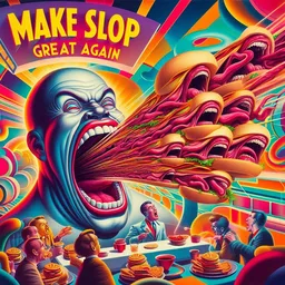 HUMAN MOUTH VOMITING BURGERS AND SCREAMS