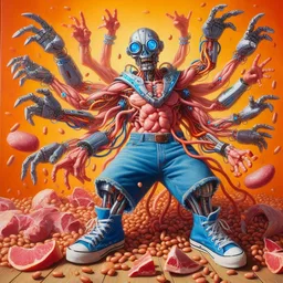 ROBOTIC FLESH EXPLODING WITH CANNED BEANS