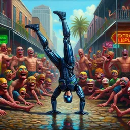 ROBOT BREAKDANCING ON HUMAN FLESH CARPET