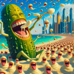 PICKLE SLURPING SPAGHETTI FROM A BEACH OF SOULS