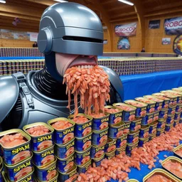 ROBOT BARFING CANNED MEAT LIKE A CHAMP