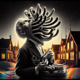 MAN WITH SAUSAGE FACE EATING HIS OWN NIGHTMARES