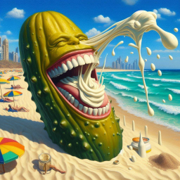 PICKLE VOMITING CREAM ON SUNBATHING FLESH