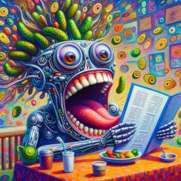 ROBOT GOBBLING PICKLES LIKE A GLUTTONOUS BEAST