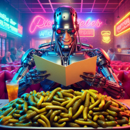 ROBOT GOBBLING PICKLES LIKE A GLUTTONOUS BEAST