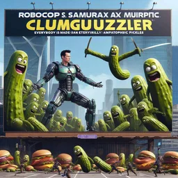 PICKLES ATTACKING BURGERS IN A GROSS BATTLE
