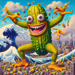CACTUS MONSTER SPITTING OUT CANS AND PEOPLE