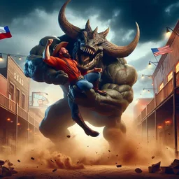 COWBOY GETTING HIS ASS KICKED BY A MONSTER