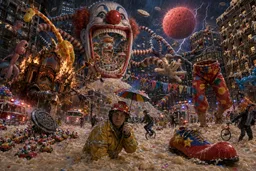 CLOWNS SHITTING RAINBOWS IN A NIGHTMARE CITY