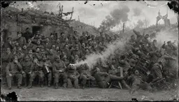 SOLDIERS CHOKING ON SMOKE AND LAUGHTER