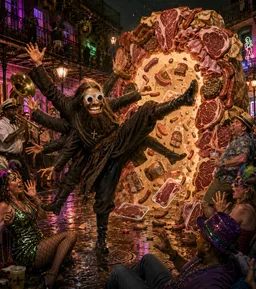 MEAT MONSTER SHOVING FLESH INTO THE NIGHT