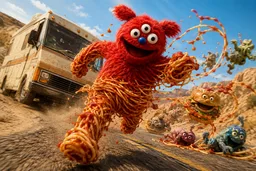 SPAGHETTI MONSTER RUNNING FROM GREASY NIGHTMARES